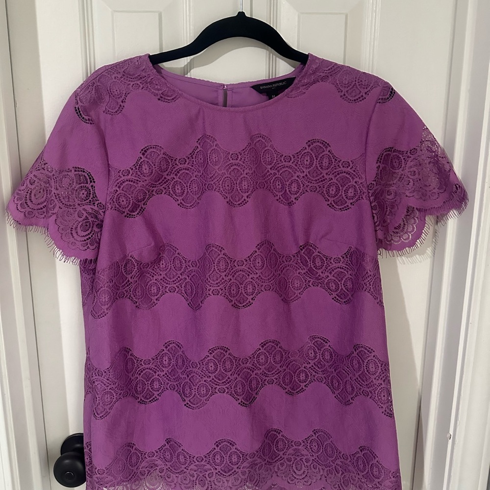 Banana Republic Purple Boxy Embellished Blouse